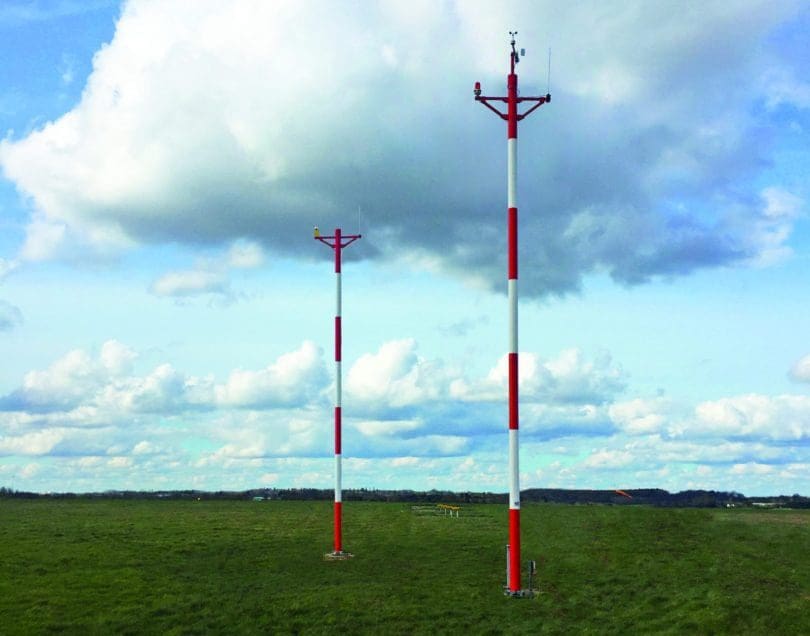 Two anemometer masts in Luton