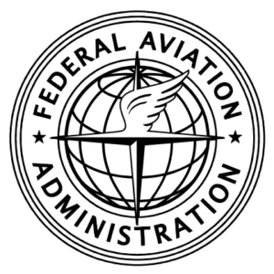 FAA logo in black and white within a circle