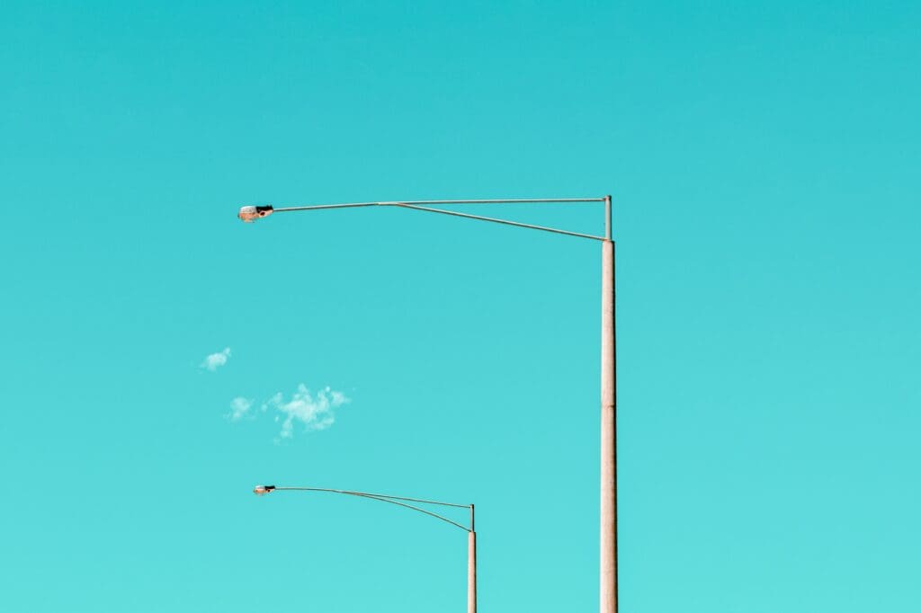 Set of street lights - frangible lights improve safety and security for road users
